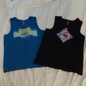 Two-Piece Kids Graphic Tank Top Set - Blue & Black